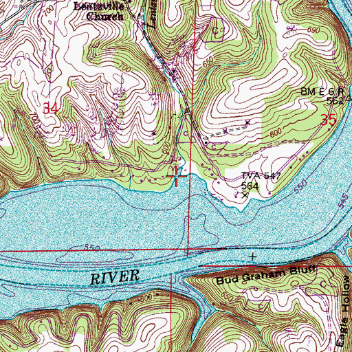 Topographic Map of Lentzville Branch, AL