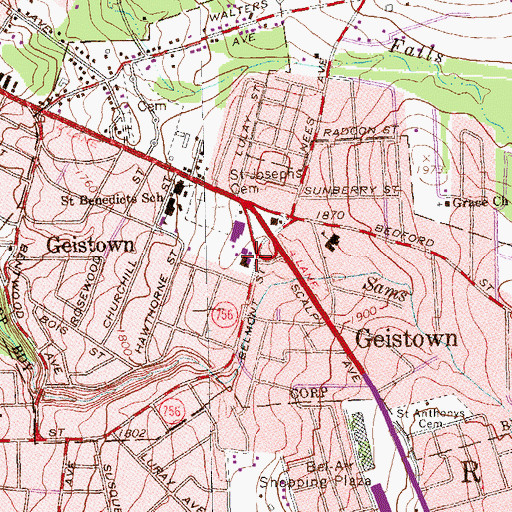Topographic Map of Borough of Geistown, PA