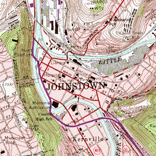 Topographic Map of City of Johnstown, PA