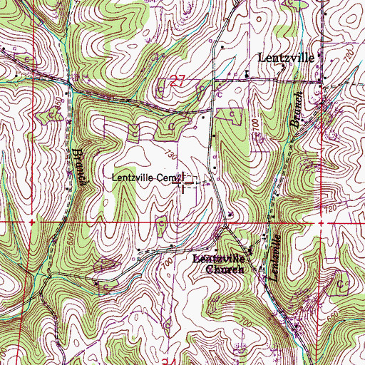 Topographic Map of Lentzville Cemetery, AL