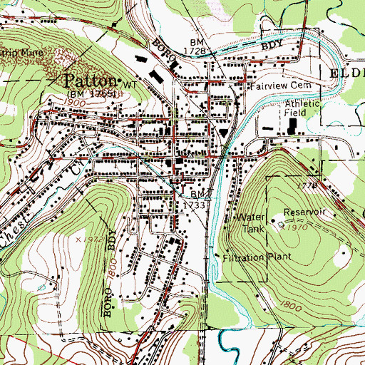 Topographic Map of Borough of Patton, PA