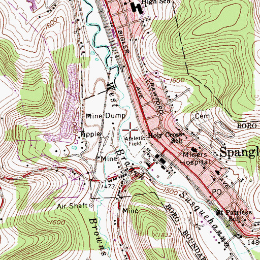 Topographic Map of Borough of Spangler (historical), PA