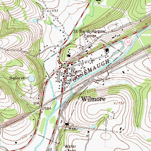 Topographic Map of Borough of Wilmore, PA