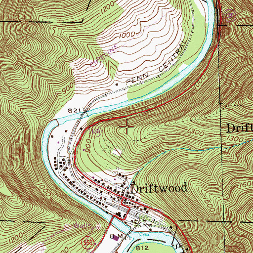 Topographic Map of Borough of Driftwood, PA