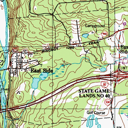 Topographic Map of Borough of East Side, PA