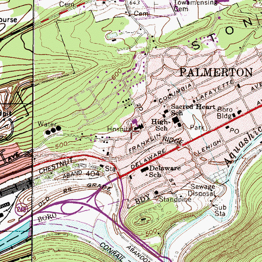 Topographic Map of Borough of Palmerton, PA