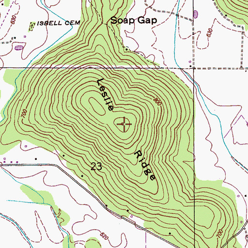 Topographic Map of Leslie Ridge, AL