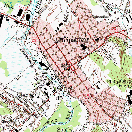 Topographic Map of Borough of Philipsburg, PA