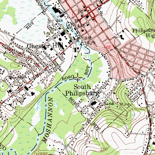 Topographic Map of Borough of South Philipsburg (historical), PA