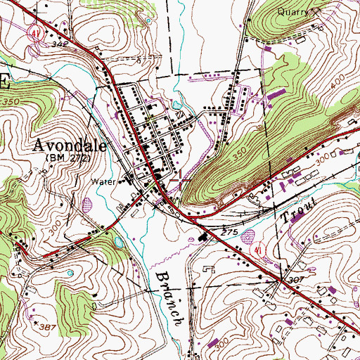 Topographic Map of Borough of Avondale, PA