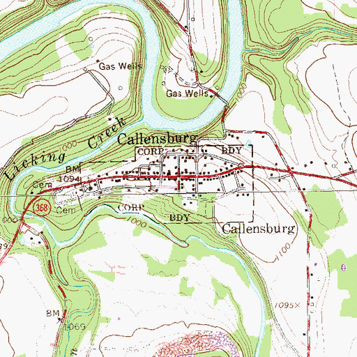Topographic Map of Borough of Callensburg, PA