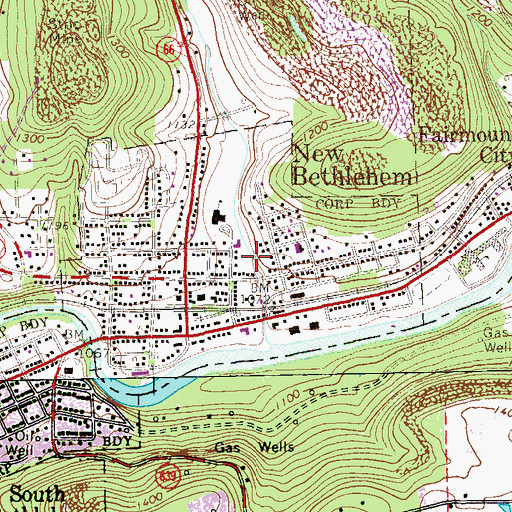 Topographic Map of Borough of New Bethlehem, PA