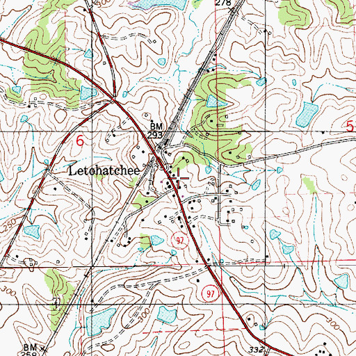 Topographic Map of Letohatchee, AL