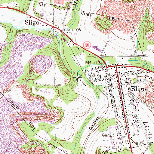 Topographic Map of Borough of Sligo, PA