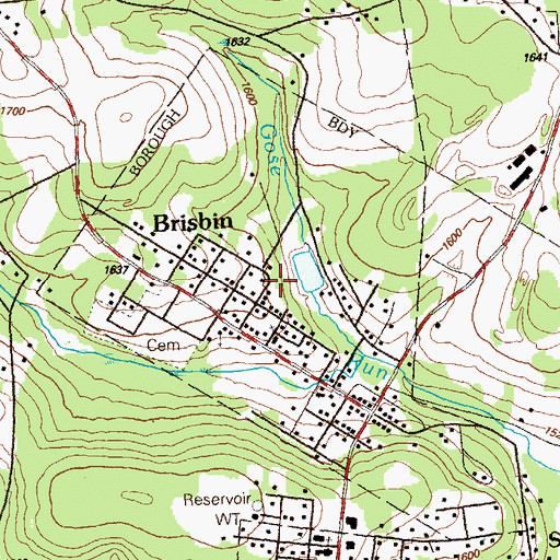 Topographic Map of Borough of Brisbin, PA