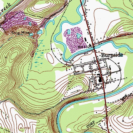Topographic Map of Borough of Burnside, PA