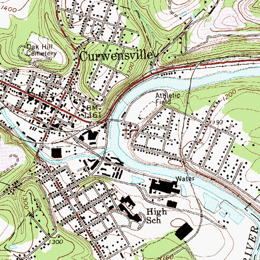 Topographic Map of Borough of Curwensville, PA
