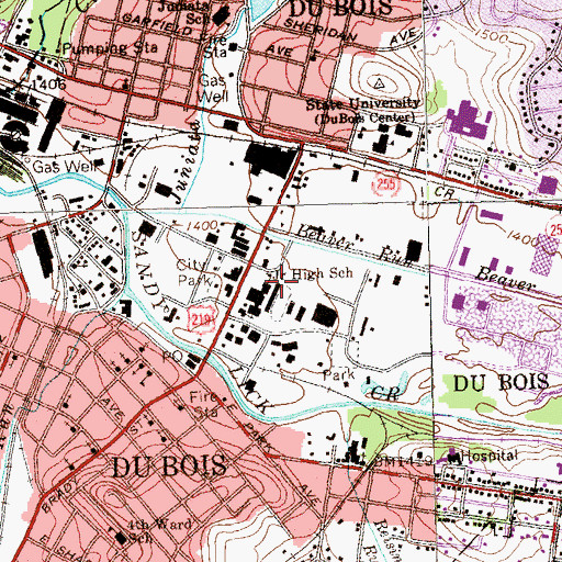 Topographic Map of City of DuBois, PA