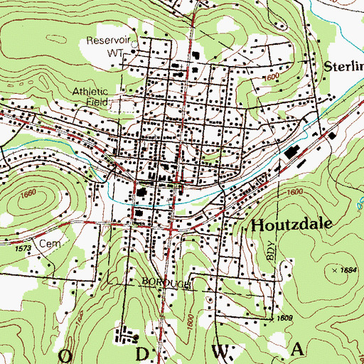 Topographic Map of Borough of Houtzdale, PA