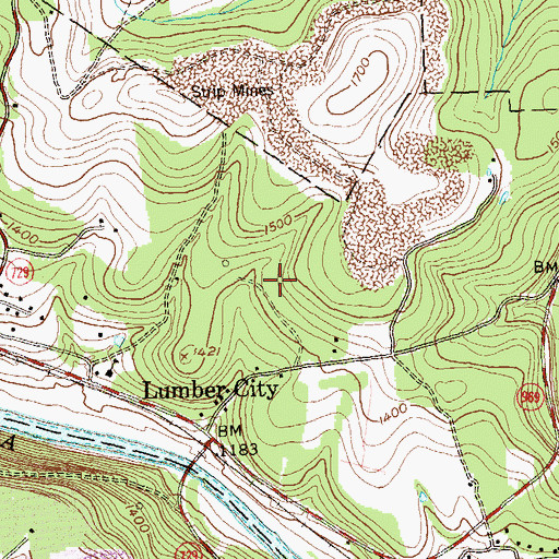 Topographic Map of Borough of Lumber City (historical), PA