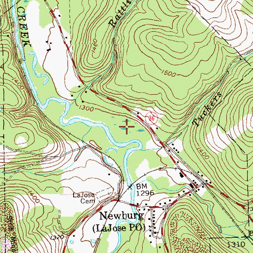 Topographic Map of Borough of Newburg, PA