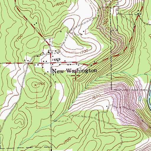 Topographic Map of Borough of New Washington, PA