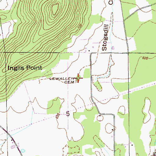 Topographic Map of Lewallen Cemetery, AL