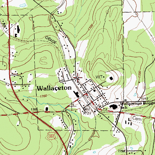 Topographic Map of Borough of Wallaceton, PA
