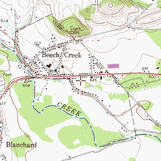 Topographic Map of Borough of Beech Creek, PA