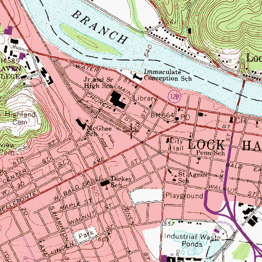 Topographic Map of City of Lock Haven, PA