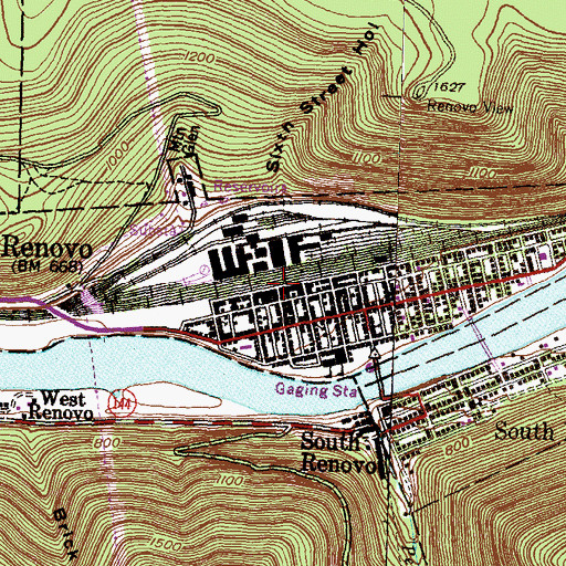 Topographic Map of Borough of Renovo, PA
