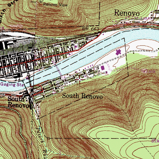 Topographic Map of Borough of South Renovo, PA