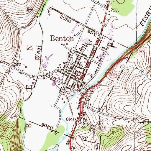 Topographic Map of Borough of Benton, PA
