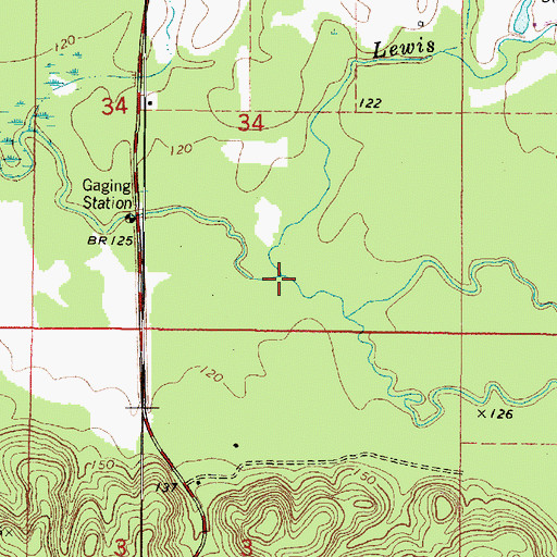 Topographic Map of Lewis Branch, AL