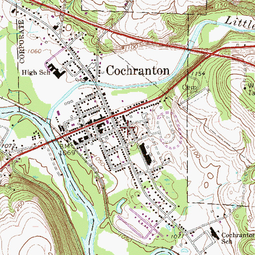 Topographic Map of Borough of Cochranton, PA
