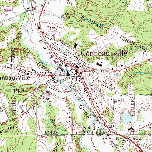 Topographic Map of Borough of Conneautville, PA