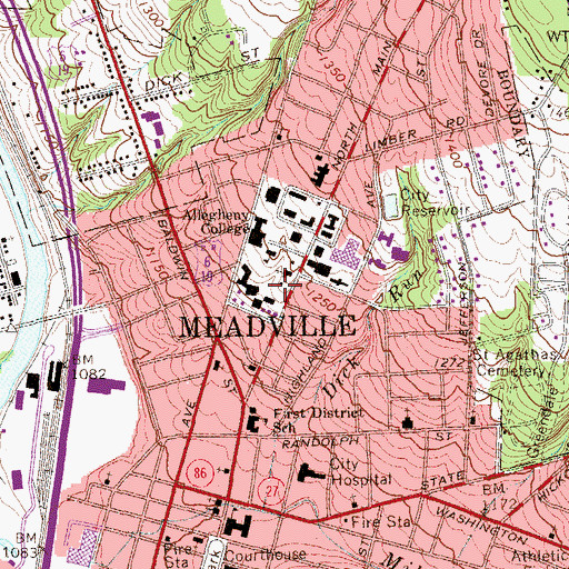 Topographic Map of City of Meadville, PA