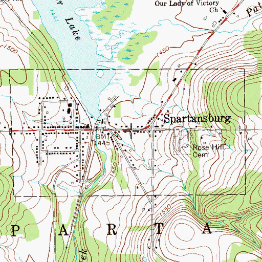 Topographic Map of Borough of Spartansburg, PA