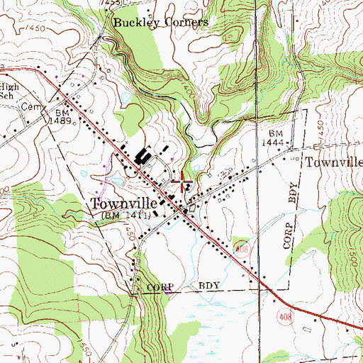 Topographic Map of Borough of Townville, PA