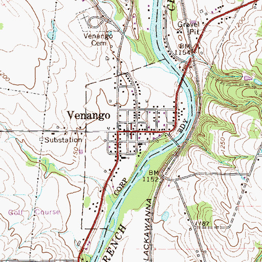 Topographic Map of Borough of Venango, PA