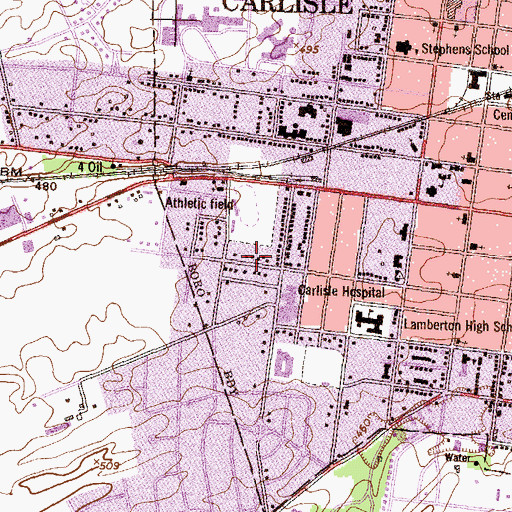 Topographic Map of Borough of Carlisle, PA