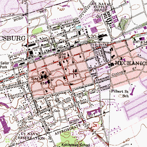 Topographic Map of Borough of Mechanicsburg, PA