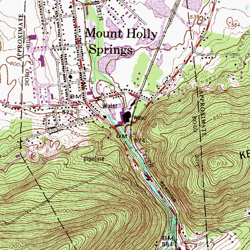 Topographic Map of Borough of Mount Holly Springs, PA