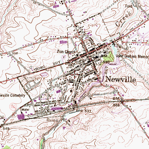 Topographic Map of Borough of Newville, PA