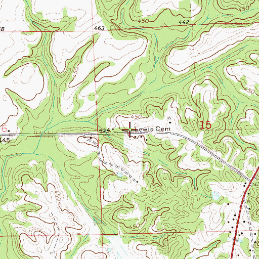 Topographic Map of Lewis Cemetery, AL