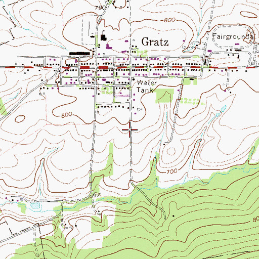 Topographic Map of Borough of Gratz, PA