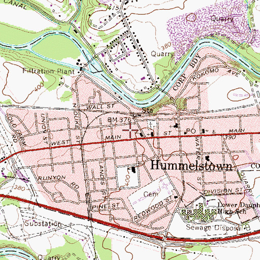 Topographic Map of Borough of Hummelstown, PA