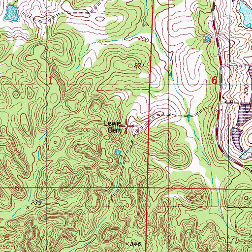 Topographic Map of Lewis Cemetery, AL