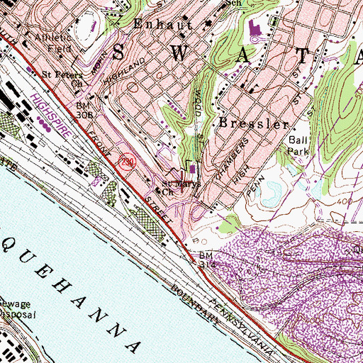 Topographic Map of Borough of Steelton, PA