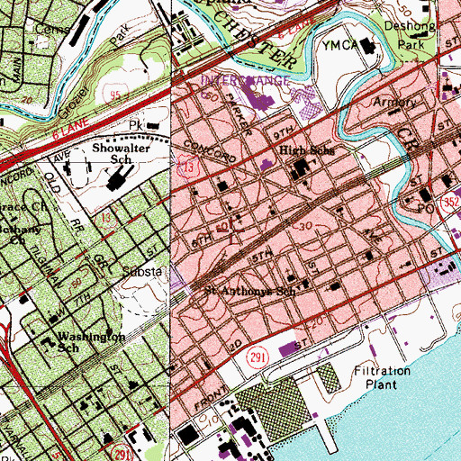 Topographic Map of City of Chester, PA